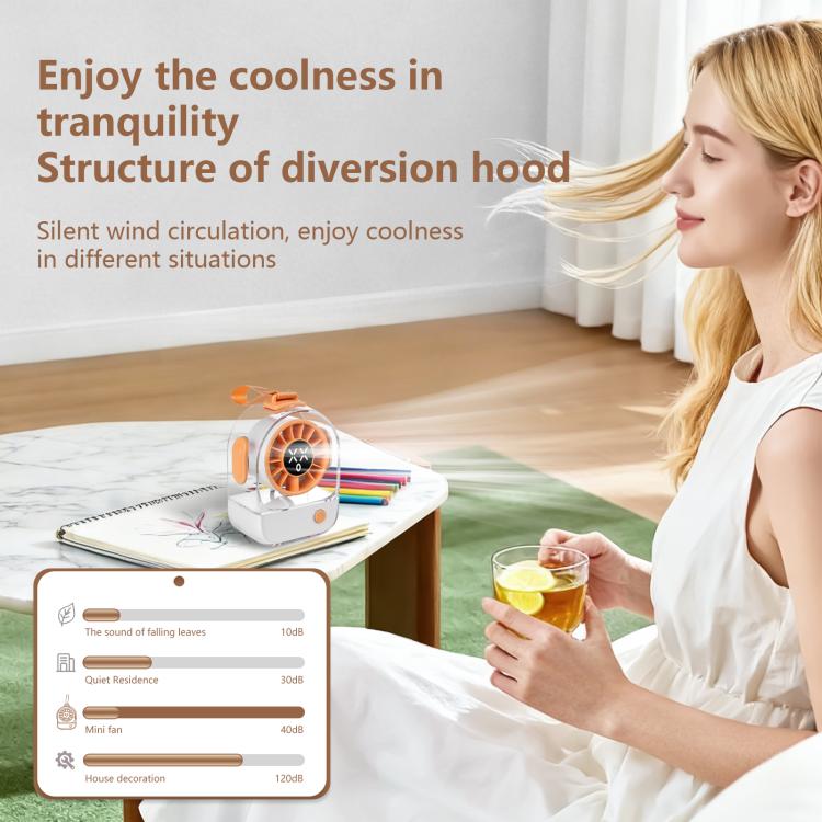 Mini ventilatore da tavolo F8 trasparente con 5 velocità e display LED - immagine 9