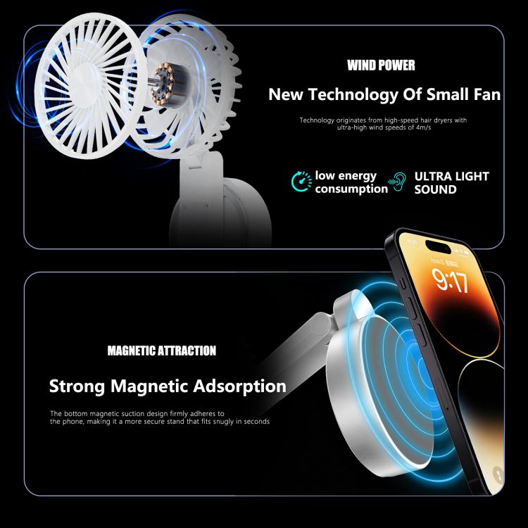 Ventilatore portatile pieghevole F20 con LED e supporto magnetico - immagine 9