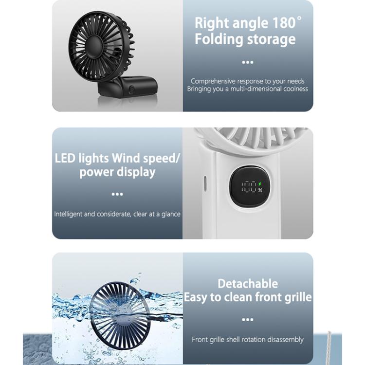 Ventilatore portatile pieghevole F11 con display LED e cordino - immagine 6