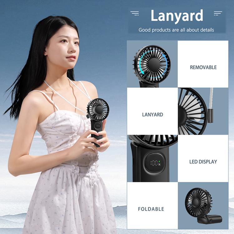 Ventilatore portatile pieghevole F11 con display LED e cordino - immagine 9