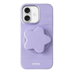 Custodia PC a righe Macaron con supporto per iPhone 16