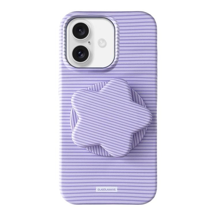 Custodia PC a righe Macaron con supporto per iPhone 16