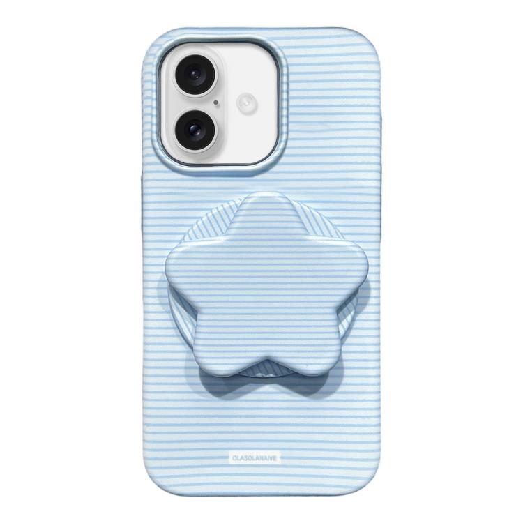 Custodia PC a righe Macaron con supporto per iPhone 16