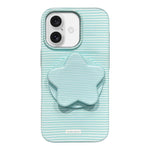 Custodia PC a righe Macaron con supporto per iPhone 16