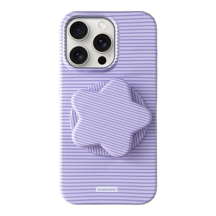 Custodia PC a righe Macaron con supporto per iPhone 16