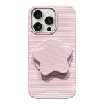 Custodia PC a righe Macaron con supporto per iPhone 16