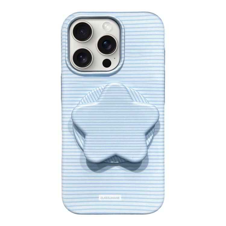 Custodia PC a righe Macaron con supporto per iPhone 16