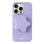 Custodia PC a righe Macaron con supporto per iPhone 16