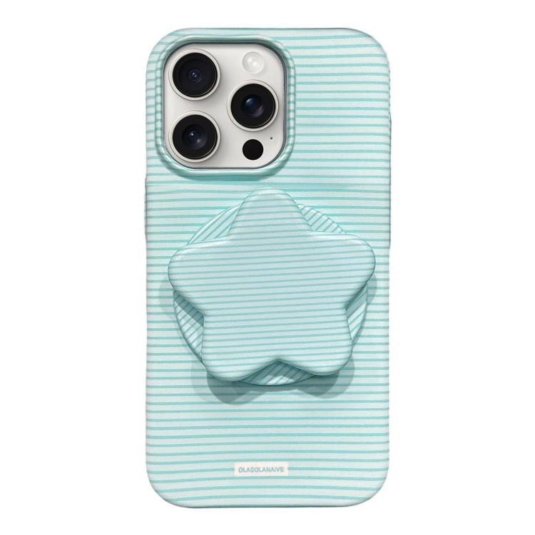 Custodia PC a righe Macaron con supporto per iPhone 16