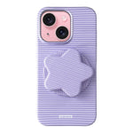 Custodia PC a righe Macaron con supporto per iPhone 16