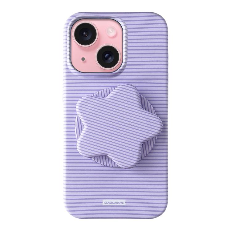 Custodia PC a righe Macaron con supporto per iPhone 16