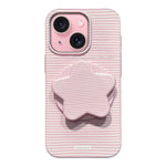 Custodia PC a righe Macaron con supporto per iPhone 16
