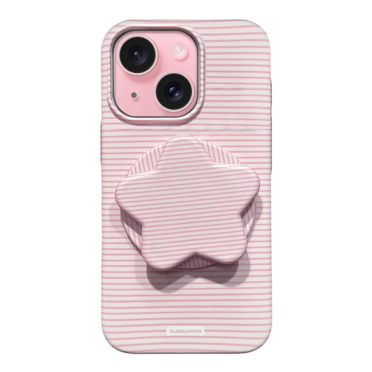 Custodia PC a righe Macaron con supporto per iPhone 16