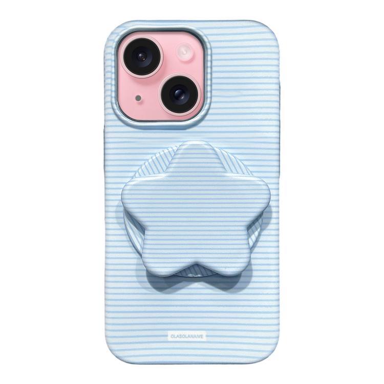 Custodia PC a righe Macaron con supporto per iPhone 16