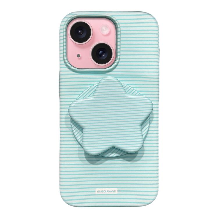 Custodia PC a righe Macaron con supporto per iPhone 16