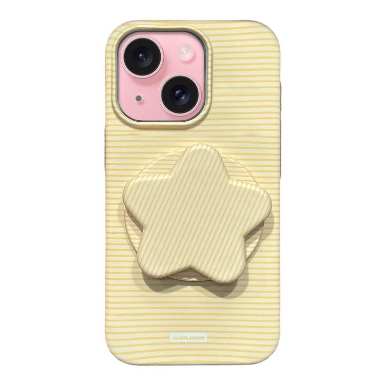 Custodia PC a righe Macaron con supporto per iPhone 16