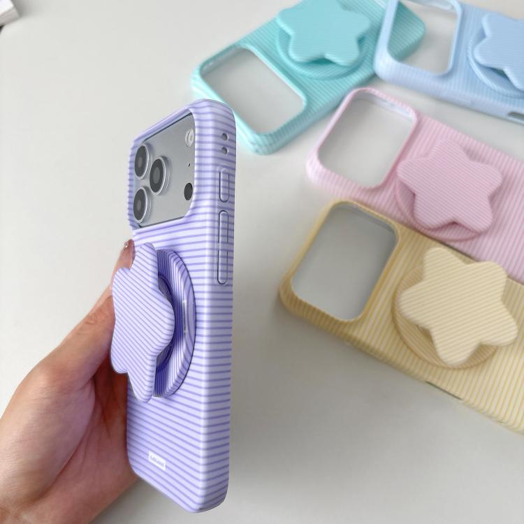 Custodia PC a righe Macaron con supporto per iPhone 16