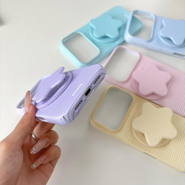 Custodia PC a righe Macaron con supporto per iPhone 16