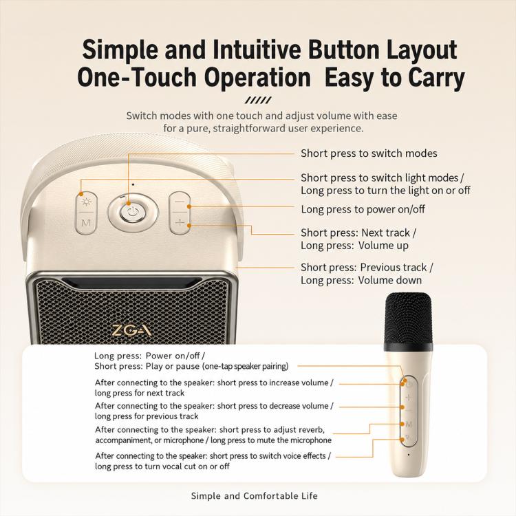 Altoparlante Bluetooth portatile ZGA PF010 con doppio microfono