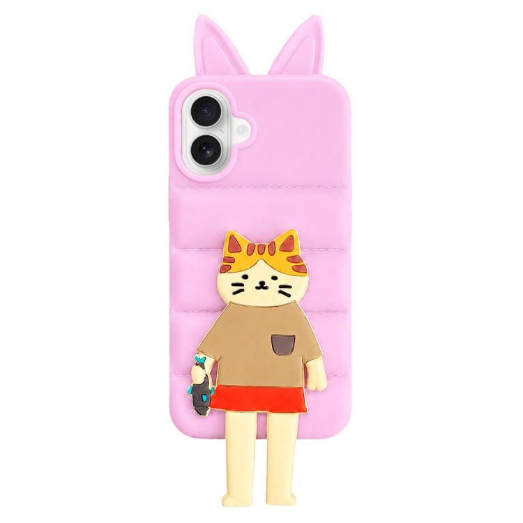 Custodia TPU e silicone con orecchie gatto per iPhone 16 Pro