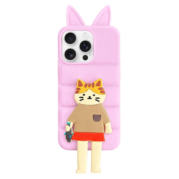 Custodia TPU e silicone con orecchie gatto per iPhone 16 Pro