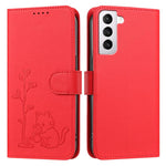 Custodia ecopelle con fibbia albero e gatto per Galaxy S21 e S21+ 5G