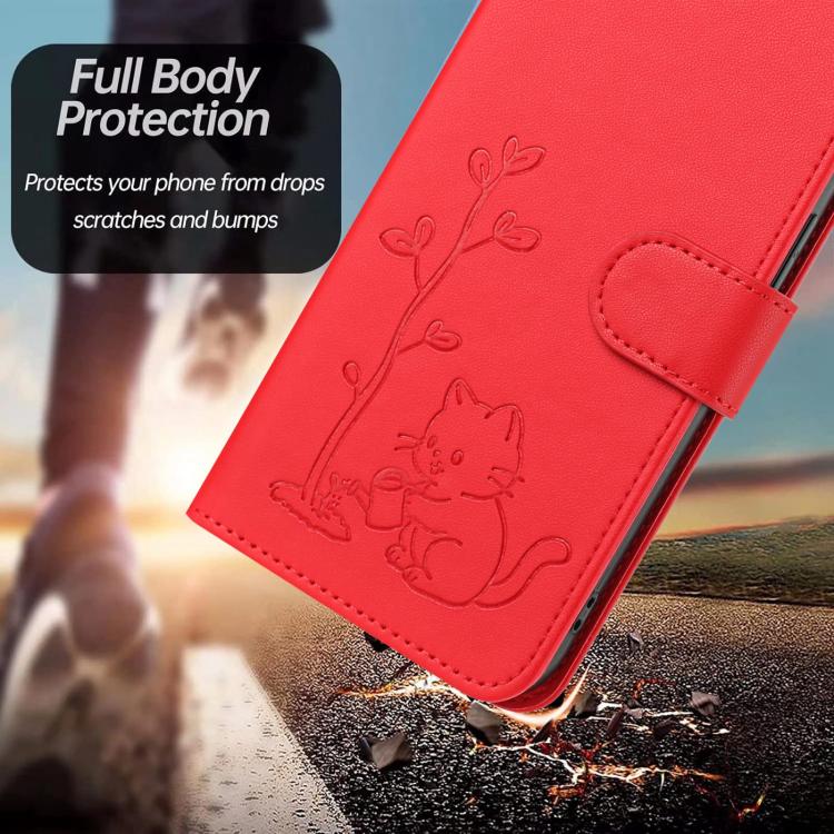 Custodia ecopelle con fibbia albero e gatto per Galaxy S21 e S21+ 5G