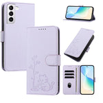 Custodia ecopelle con fibbia albero e gatto per Galaxy S21 e S21+ 5G
