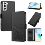 Custodia ecopelle con fibbia albero e gatto per Galaxy S21 e S21+ 5G