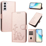 Custodia ecopelle con fibbia albero e gatto per Galaxy S21 e S21+ 5G