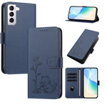 Custodia ecopelle con fibbia albero e gatto per Galaxy S21 e S21+ 5G