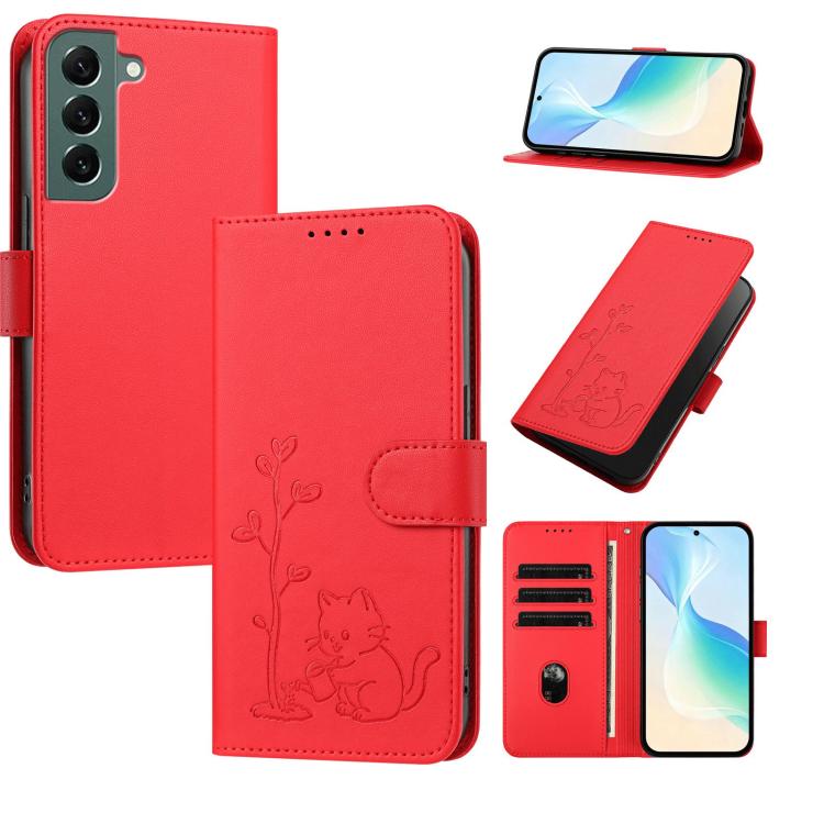 Custodia in ecopelle con fibbia a forma di albero e gatto per Galaxy S22 Ultra e