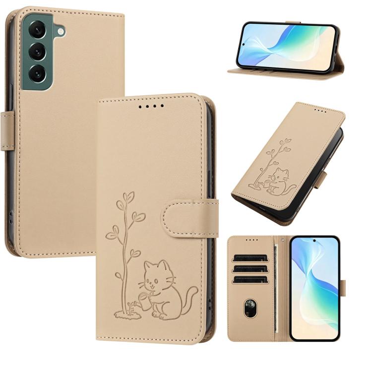 Custodia in ecopelle con fibbia a forma di albero e gatto per Galaxy S22 Ultra e