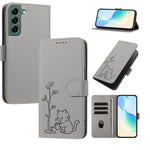 Custodia in ecopelle con fibbia a forma di albero e gatto per Galaxy S22 Ultra e