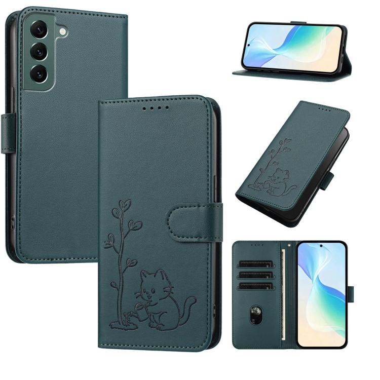 Custodia in ecopelle con fibbia a forma di albero e gatto per Galaxy S22 Ultra e
