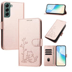 Custodia in ecopelle con fibbia a forma di albero e gatto per Galaxy S22 Ultra e