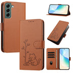 Custodia in ecopelle con fibbia a forma di albero e gatto per Galaxy S22 Ultra e