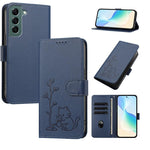Custodia in ecopelle con fibbia a forma di albero e gatto per Galaxy S22 Ultra e