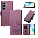 Custodia in ecopelle con fibbia a forma di albero e gatto per Galaxy S24 Ultra e