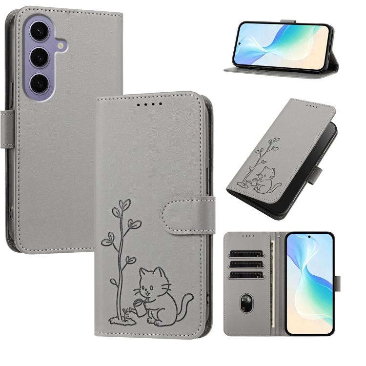 Custodia in ecopelle con fibbia a forma di albero e gatto per Galaxy S24 Ultra e