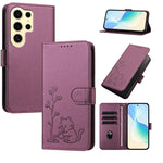 Custodia in ecopelle con fibbia a forma di albero e gatto per Galaxy S24 Ultra e