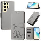 Custodia in ecopelle con fibbia a forma di albero e gatto per Galaxy S24 Ultra e