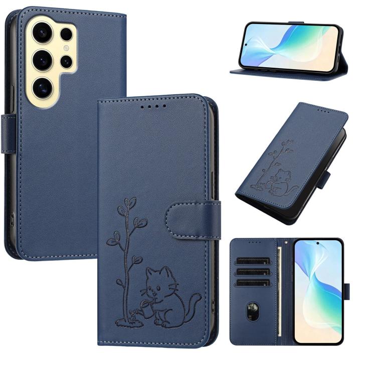 Custodia in ecopelle con fibbia a forma di albero e gatto per Galaxy S24 Ultra e