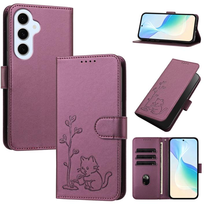 Custodia in ecopelle con fibbia a forma di albero e gatto per Galaxy S26 FE e