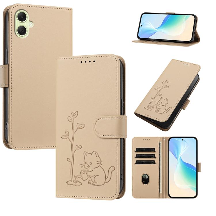 Custodia in ecopelle con fibbia a forma di albero e gatto per Galaxy A06 4G e