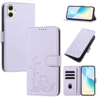 Custodia in ecopelle con fibbia a forma di albero e gatto per Galaxy A06 4G e