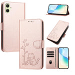 Custodia in ecopelle con fibbia a forma di albero e gatto per Galaxy A06 4G e