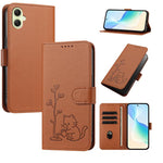 Custodia in ecopelle con fibbia a forma di albero e gatto per Galaxy A17 / A16 e