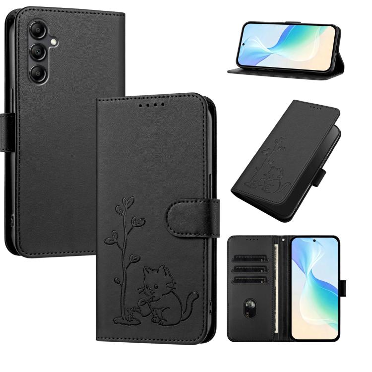 Custodia in ecopelle con fibbia a forma di albero e gatto per Galaxy A15 4G e