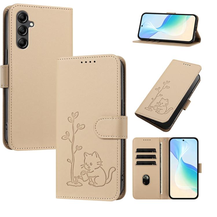 Custodia in ecopelle con fibbia a forma di albero e gatto per Galaxy A15 4G e
